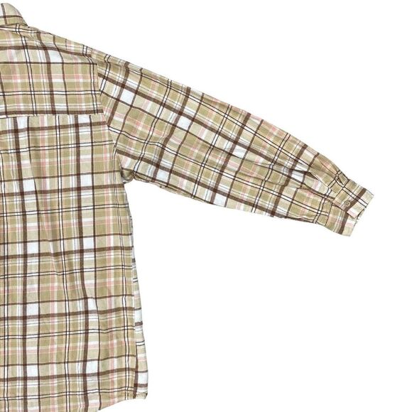 Cotton On Shirt Womens Large Tan Plaid Flannel Button Up Casual Outdoor Ladies - Picture 13 of 16